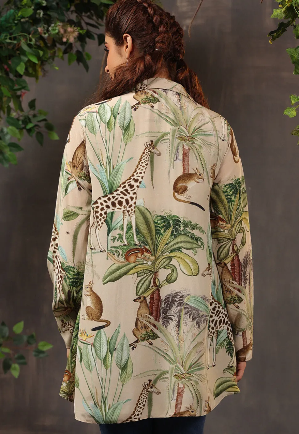 Digital Printed Crepe Tunic in Fawn