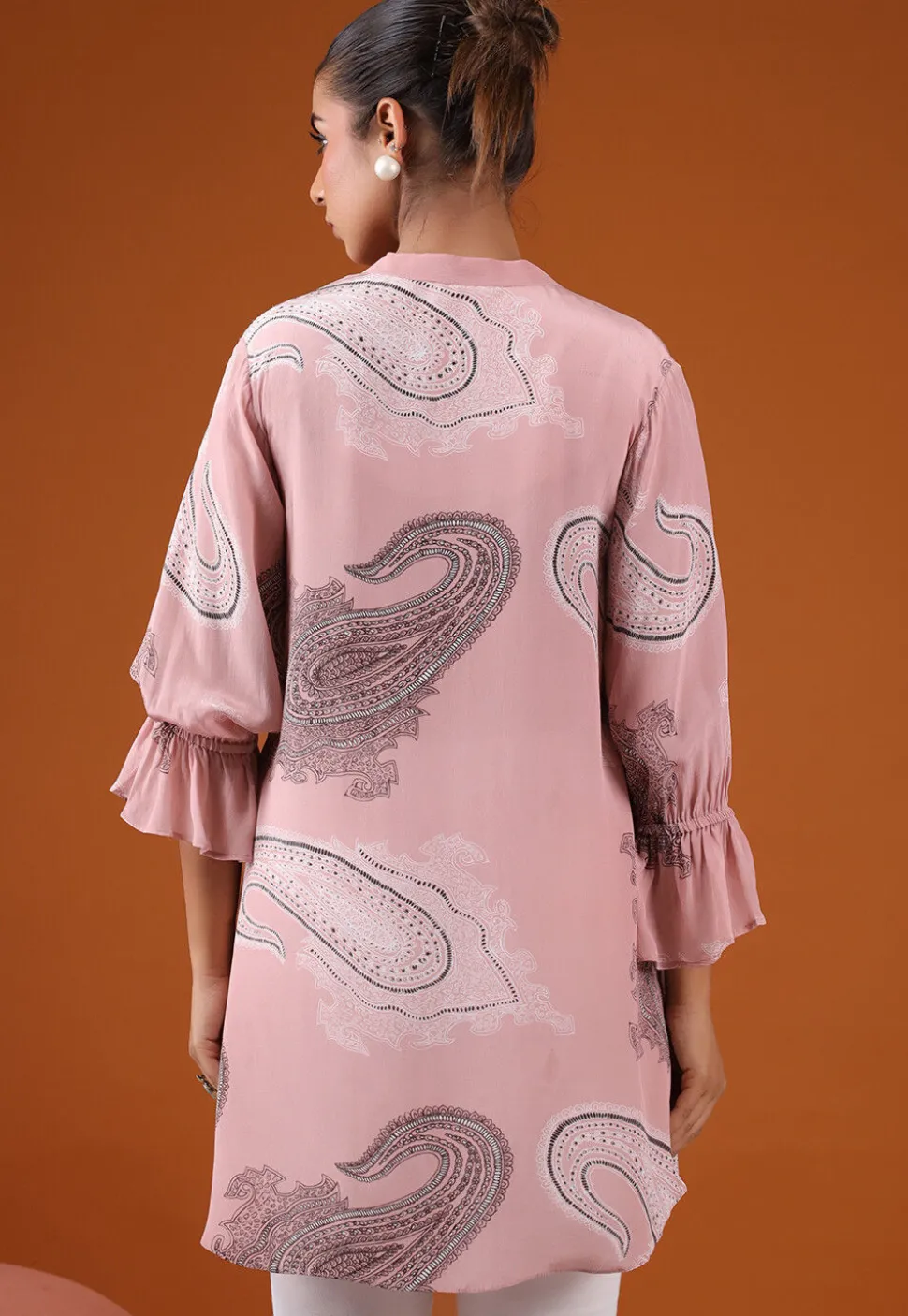 Digital Printed Crepe Tunic in Light Old Rose