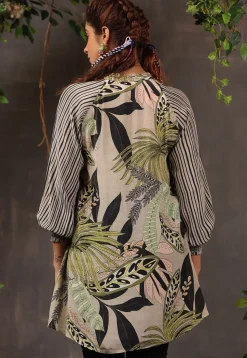 Digital Printed Crepe Tunic in Light Fawn