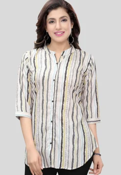 Digital Printed Crepe Tunic in White