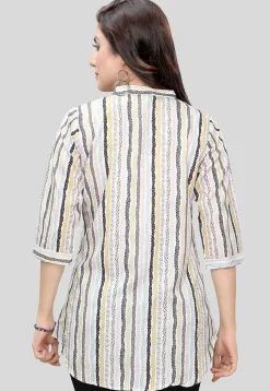 Digital Printed Crepe Tunic in White