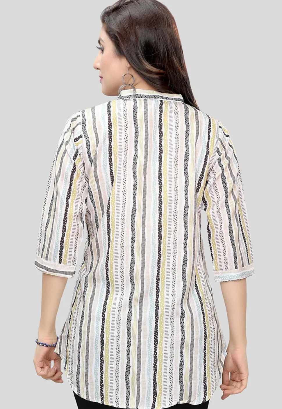 Digital Printed Crepe Tunic in White