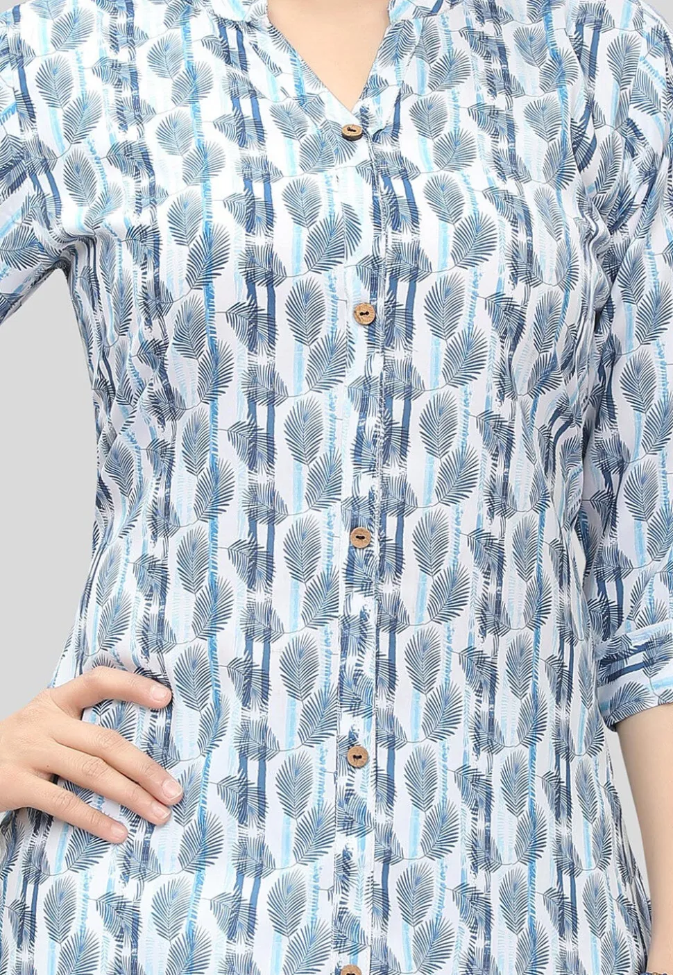 Digital Printed Crepe Tunic in White