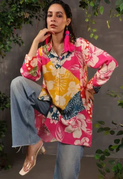 Digital Printed Crepe Tunic in Multicolor