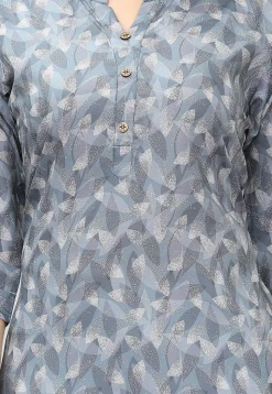 Digital Printed Crepe Tunic in Grey