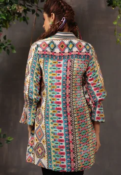 Digital Printed Crepe Tunic in Multicolor
