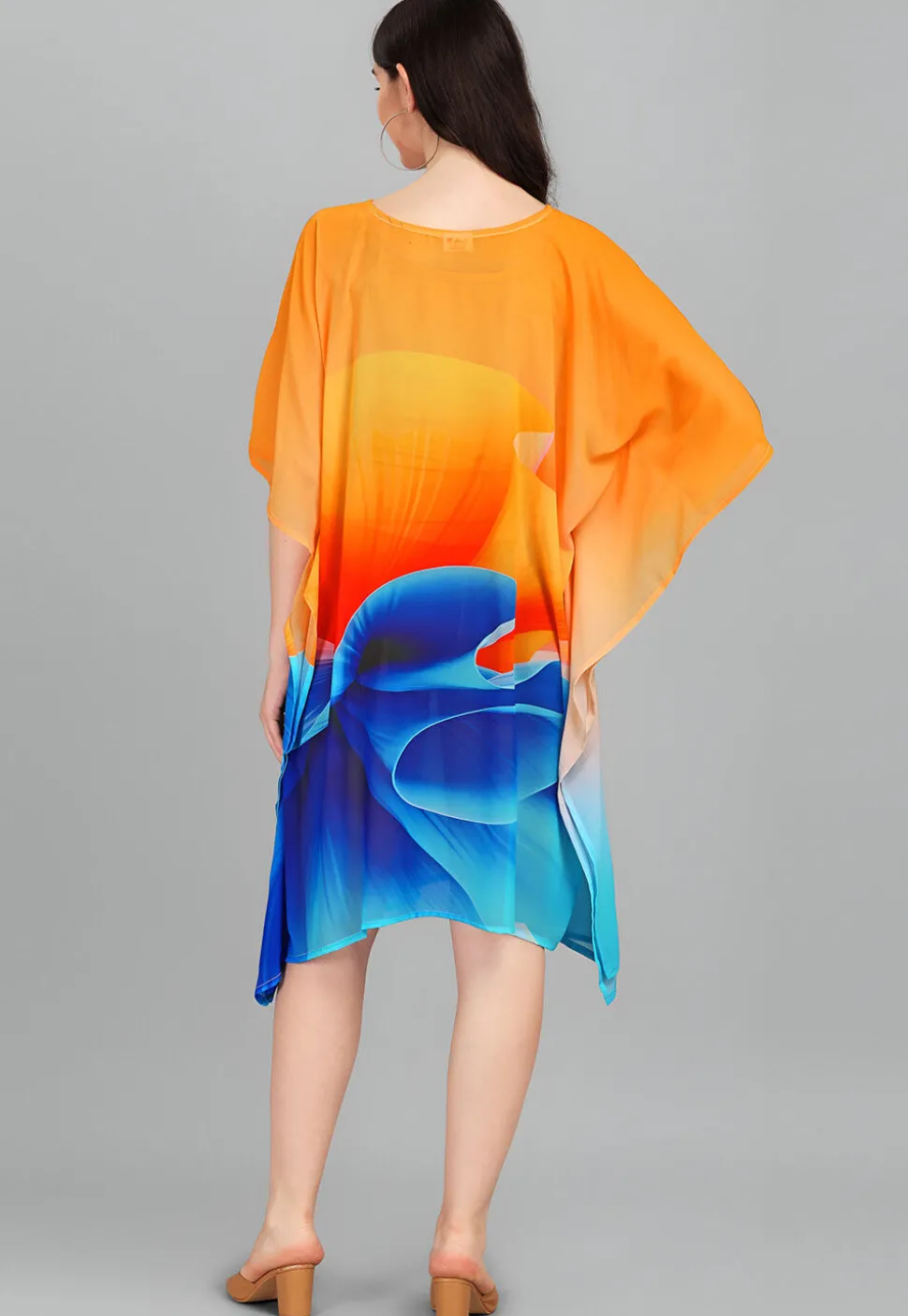 Digital Printed Georgette Kaftan in Multicolor