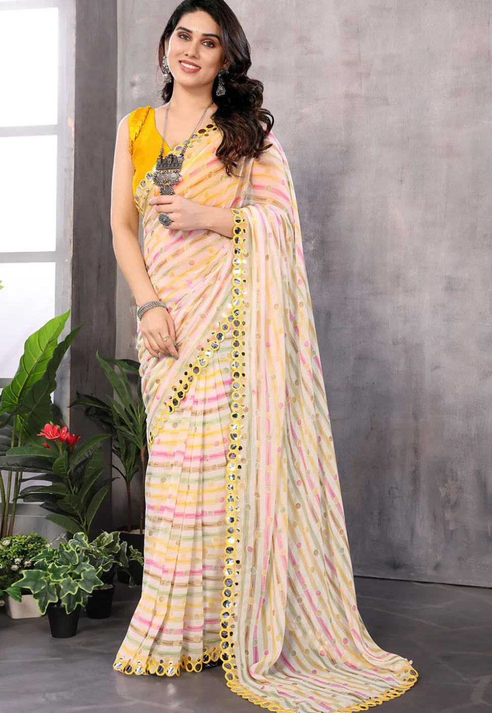 Digital Printed Georgette Saree in Multicolor