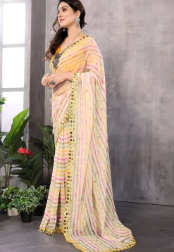 Digital Printed Georgette Saree in Multicolor