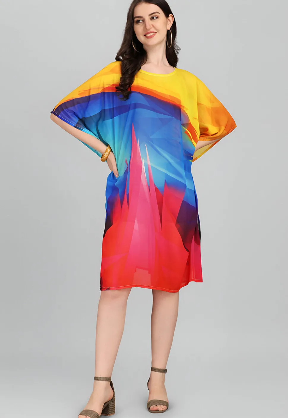 Digital Printed Georgette Kaftan in Multicolor