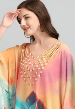 Digital Printed Georgette Kaftan in Multicolor