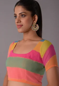 Digital Printed Georgette Blouse in Multicolor