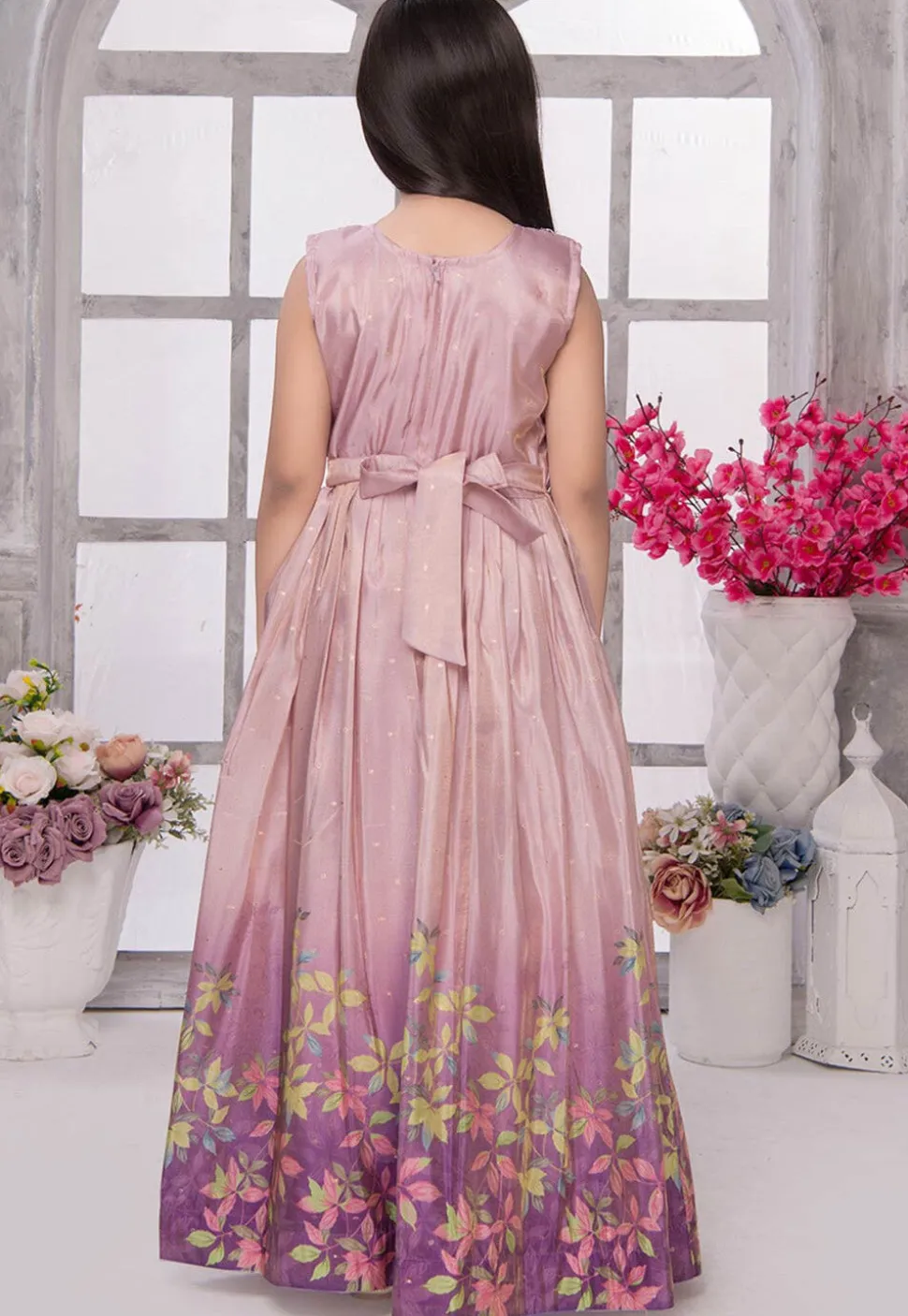 Digital Printed Georgette Gown in Light Purple