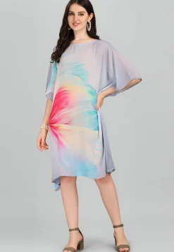 Digital Printed Georgette Kaftan in Grey