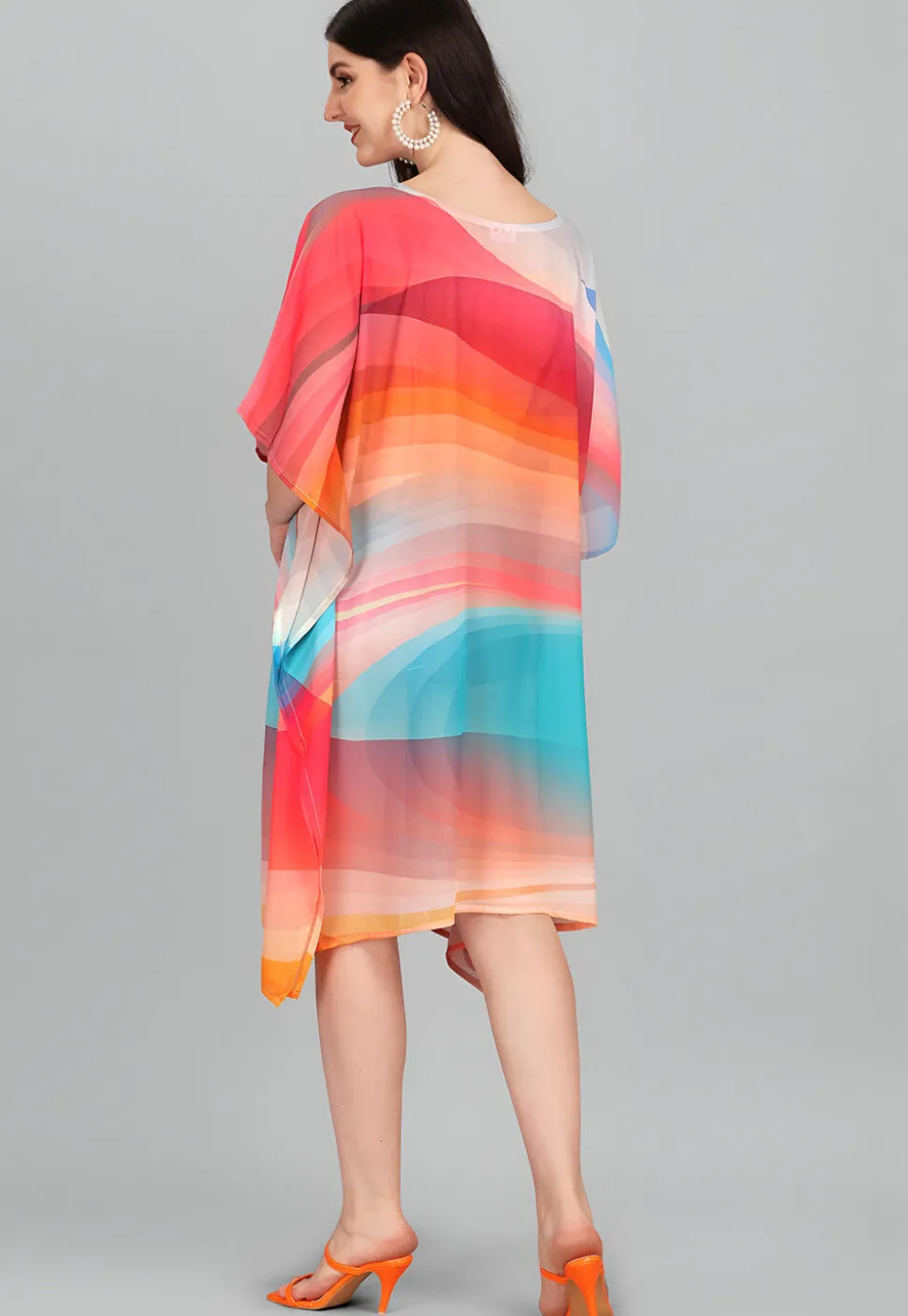 Digital Printed Georgette Kaftan in Multicolor