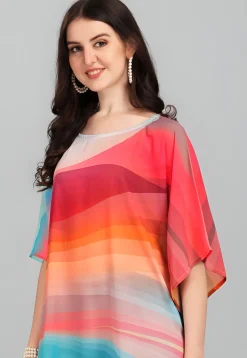 Digital Printed Georgette Kaftan in Multicolor