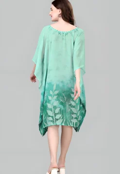 Digital Printed Georgette Kaftan in Green