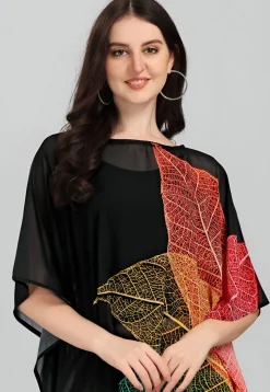 Digital Printed Georgette Kaftan in Black