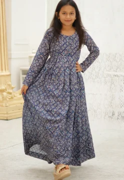 Digital Printed Georgette Gown in Blue