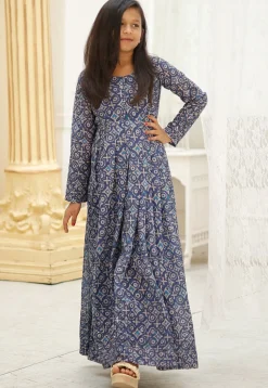Digital Printed Georgette Gown in Blue