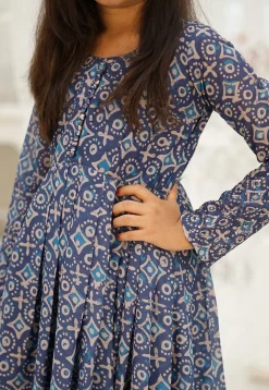 Digital Printed Georgette Gown in Blue