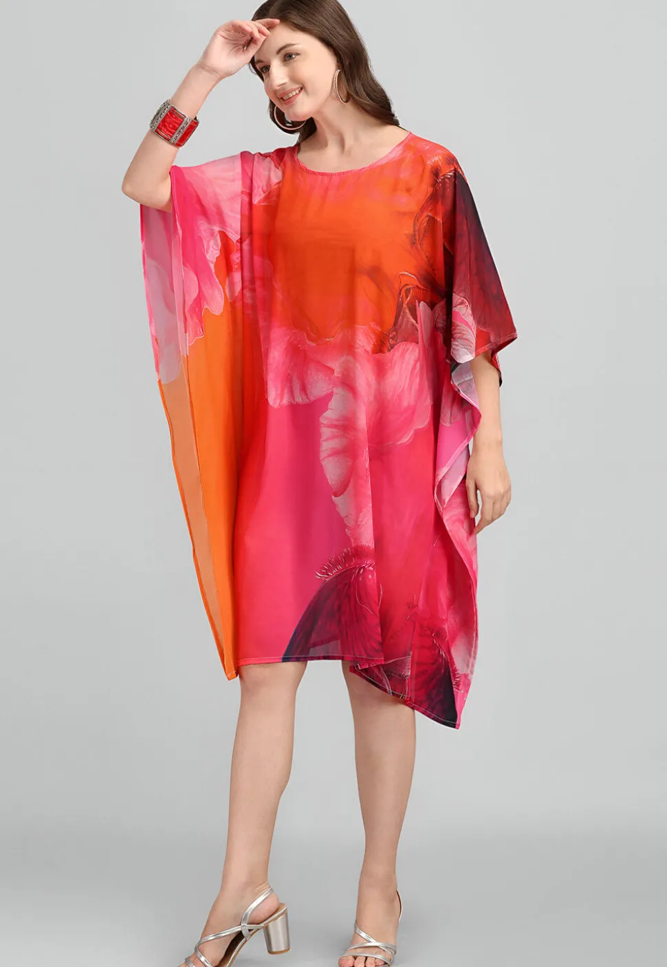 Digital Printed Georgette Kaftan in Multicolor