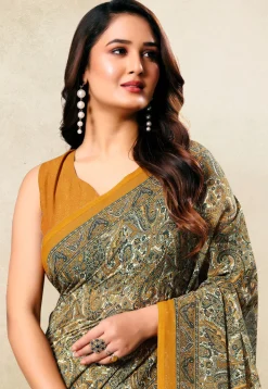 Digital Printed Georgette Saree in Multicolor