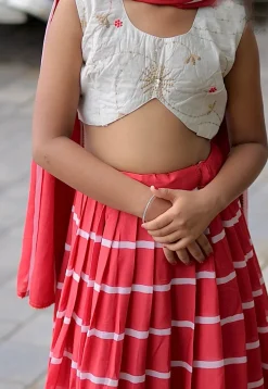 Digital Printed Georgette Lehenga in Red