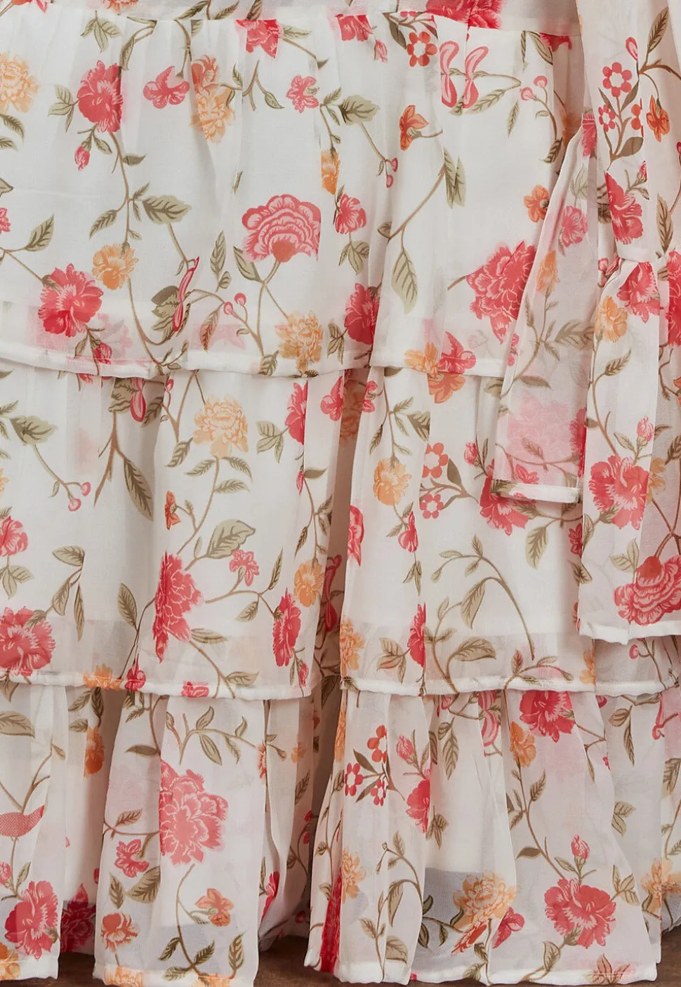 Digital Printed Georgette Lehenga in Off White