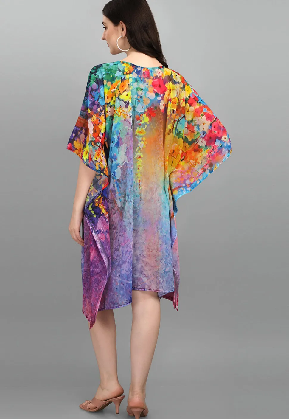 Digital Printed Georgette Kaftan in Multicolor