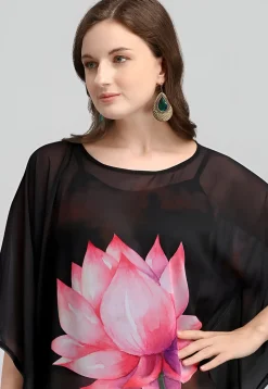Digital Printed Georgette Kaftan in Black