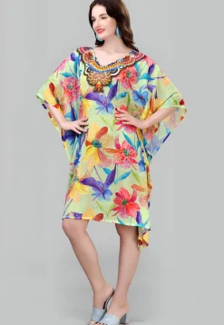 Digital Printed Georgette Kaftan in Light Green