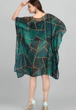 Digital Printed Georgette Kaftan in Green