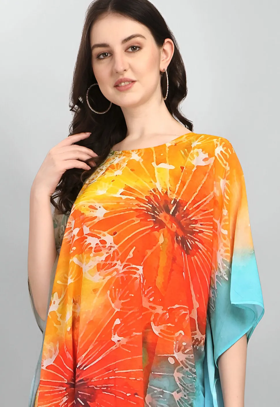 Digital Printed Georgette Kaftan in Multicolor