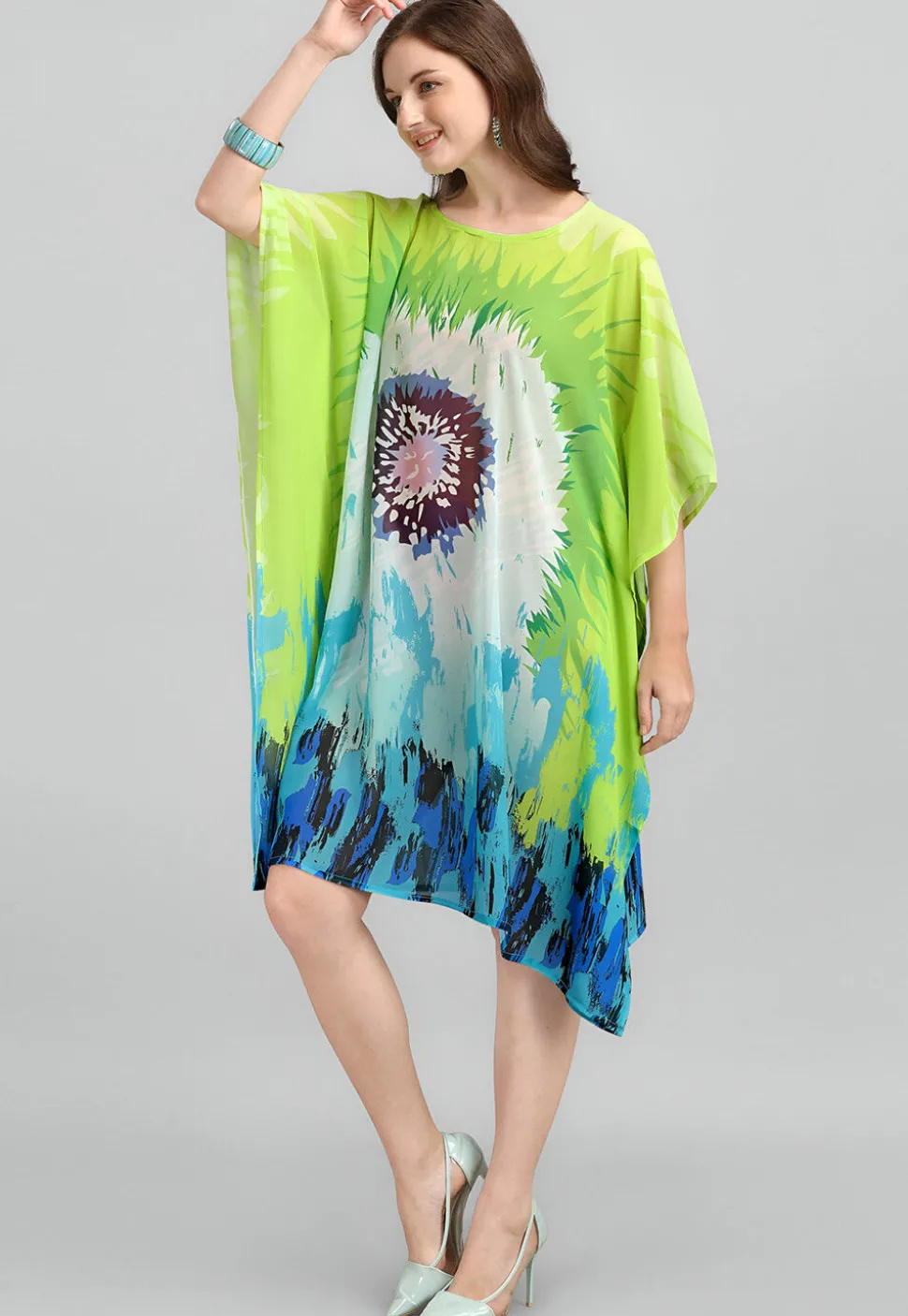 Digital Printed Georgette Kaftan in Multicolor