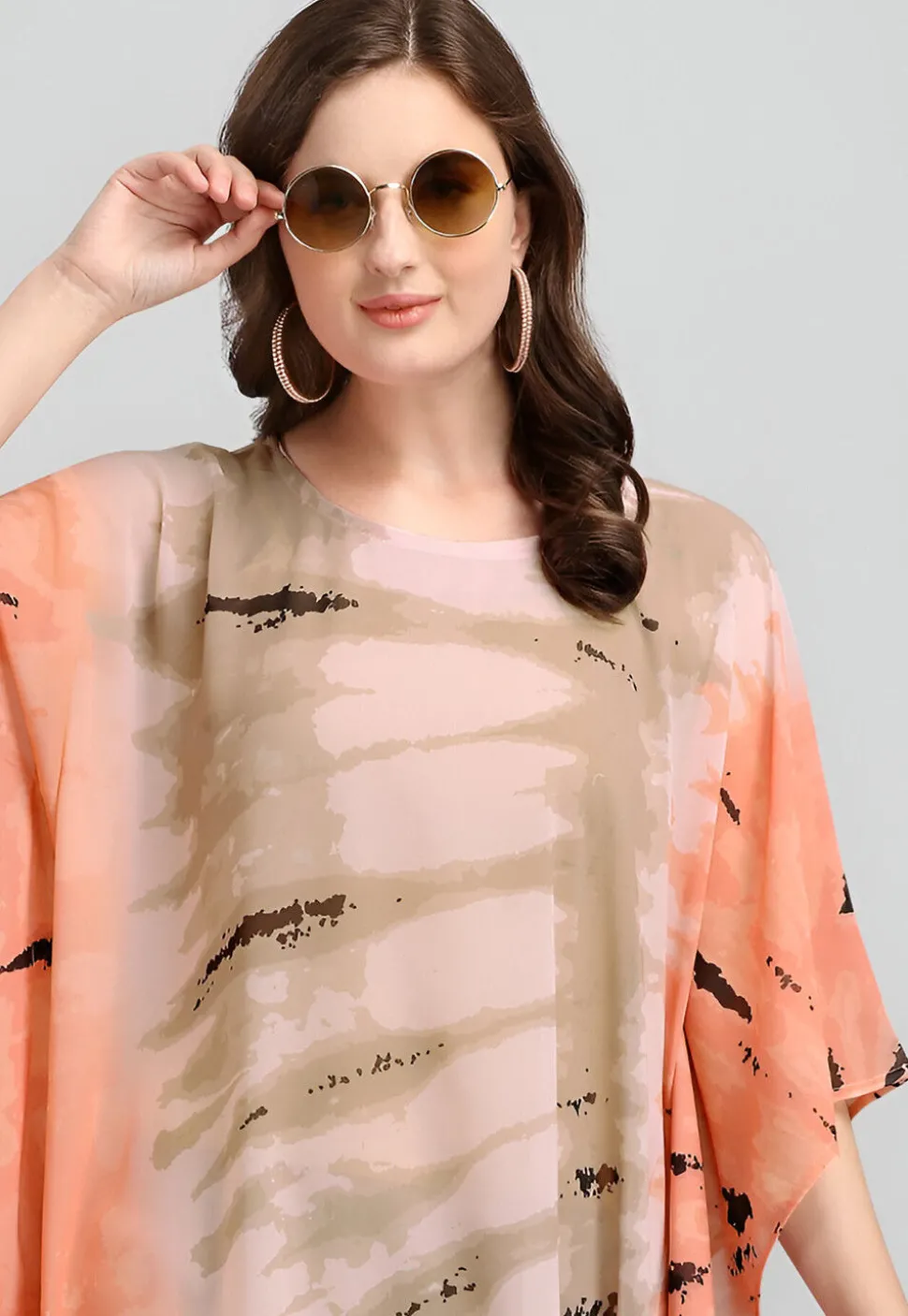 Digital Printed Georgette Kaftan in Multicolor