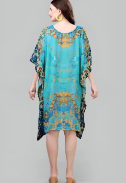 Digital Printed Georgette Kaftan in Blue