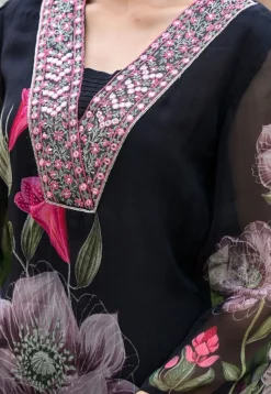 Digital Printed Georgette Pakistani suit in Black