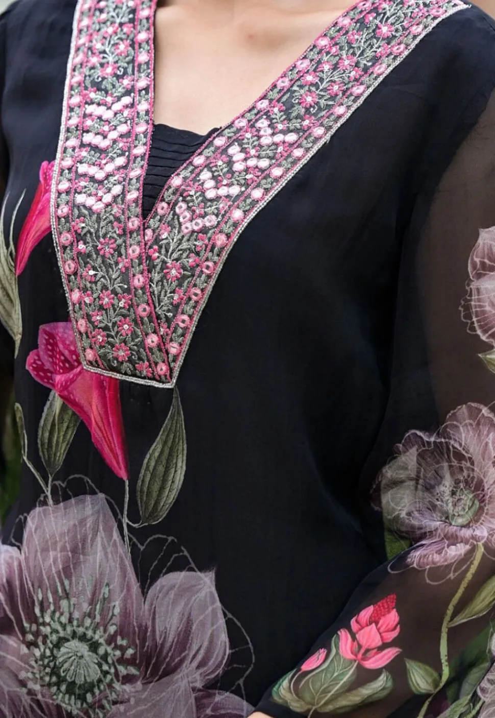 Digital Printed Georgette Pakistani suit in Black