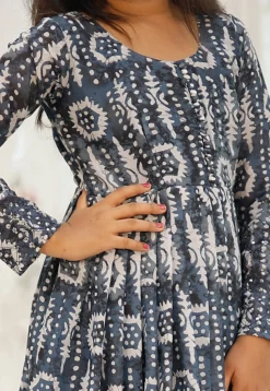 Digital Printed Georgette Gown in Grey