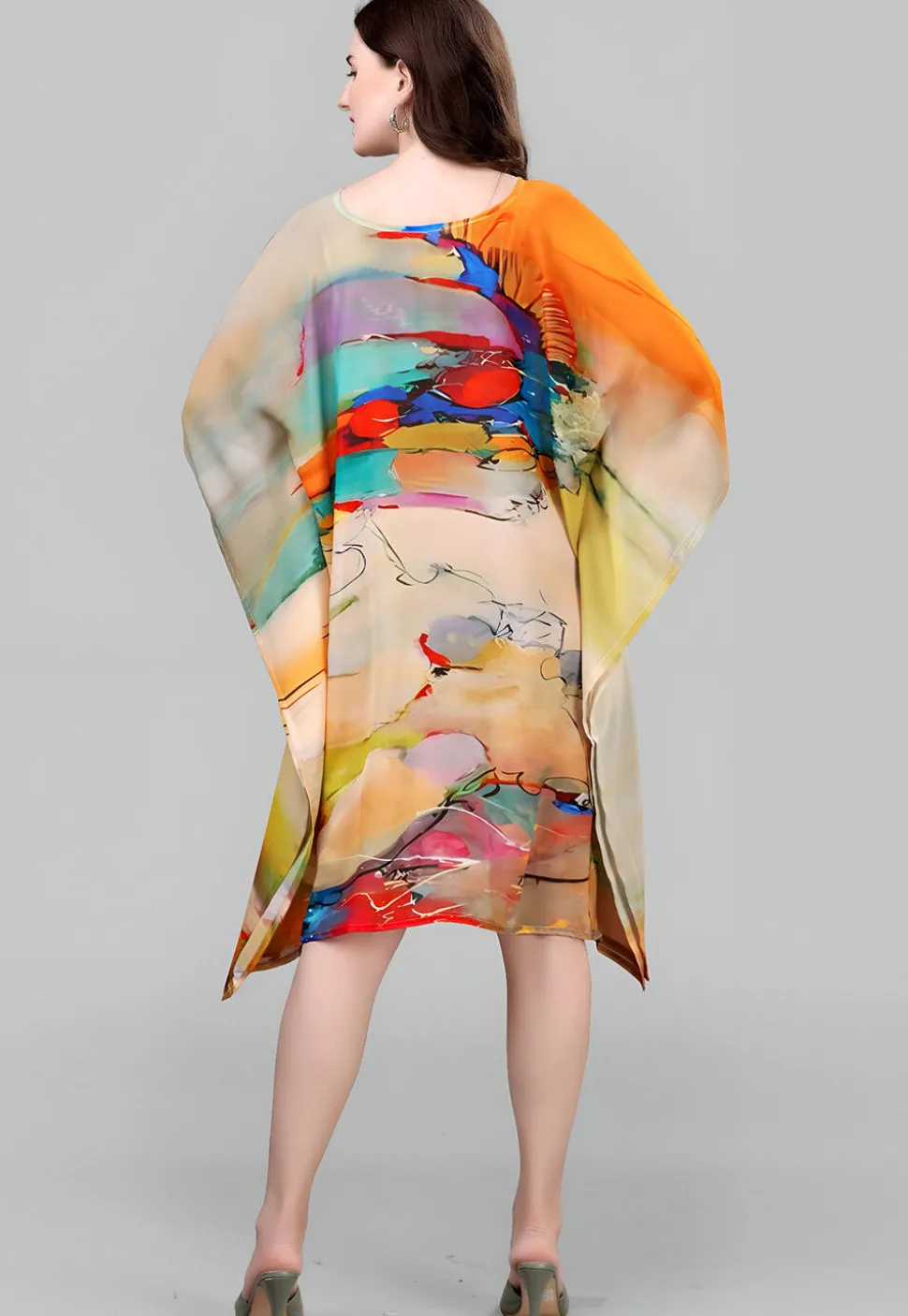 Digital Printed Georgette Kaftan in Multicolor