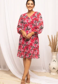Digital Printed Georgette Short Dress in Pink