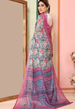 Digital Printed Kota Doriya Saree in Blue