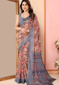Digital Printed Kota Doriya Saree in Pink