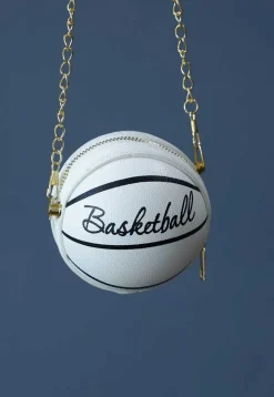 Digital Printed Leather Ball Clutch Bag in White