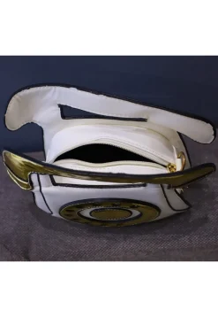 Digital Printed Leather Square Telephone Sling Bag in Off White