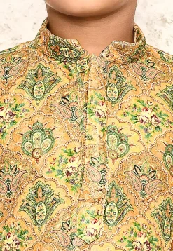 Digital Printed Lycra Kurta in Mustard