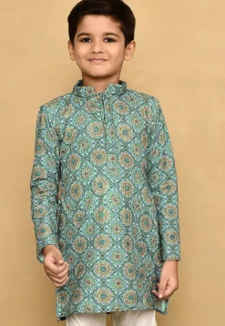 Digital Printed Lycra Kurta in Blue