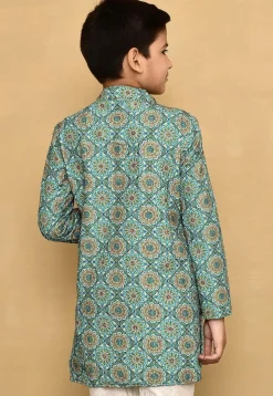 Digital Printed Lycra Kurta in Blue