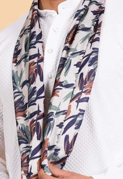 Digital Printed Modal Satin Men Dupatta in Multicolor and Off White